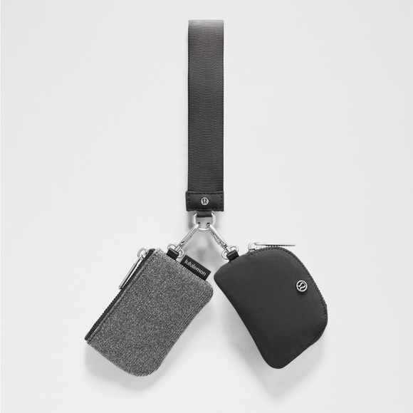 lululemon athletica Handbags - Lululemon Dual pouch wristlet Black/ glitter NWT